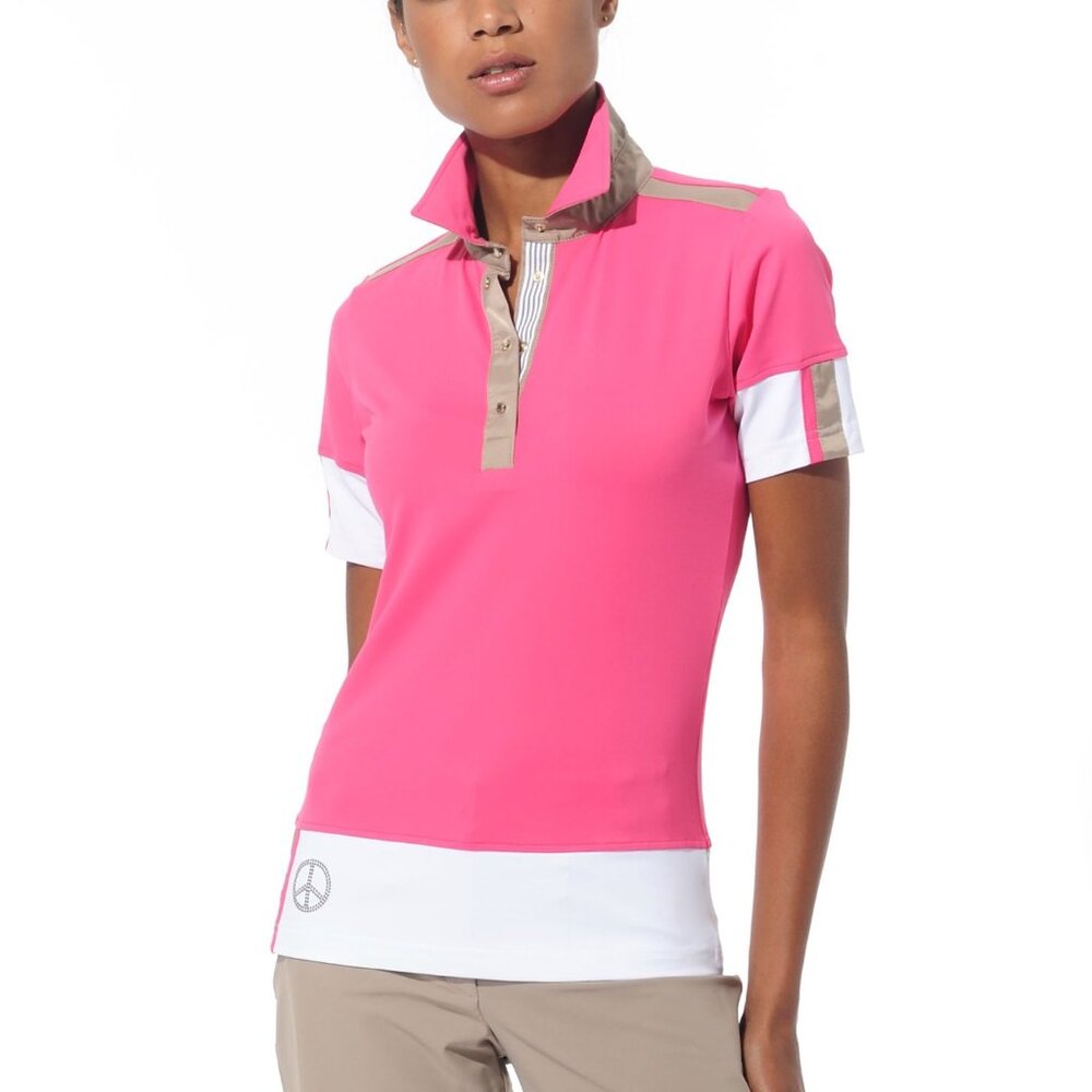 NWT MDC Meryl polo shirt flamingo/taupe